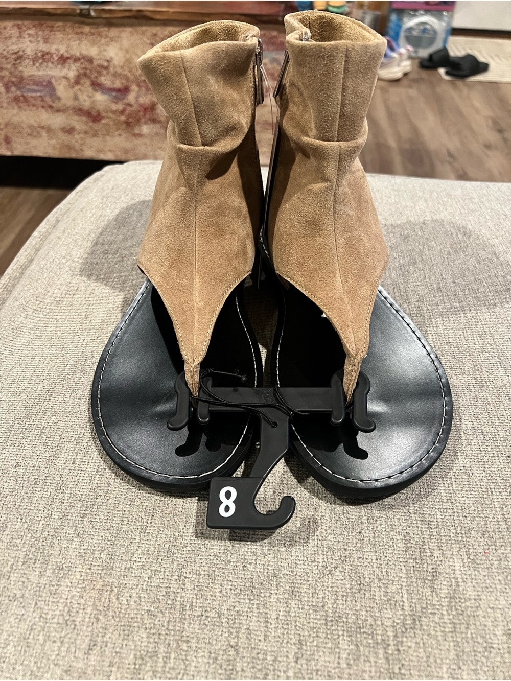 No Boundaries Tan Suede Thong Sandal Boots - Picture 3 of 7